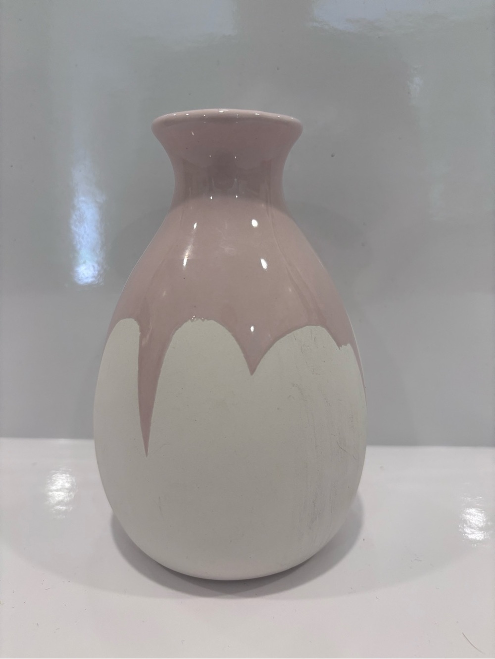 Pink and White Decorative Ceramic Vase